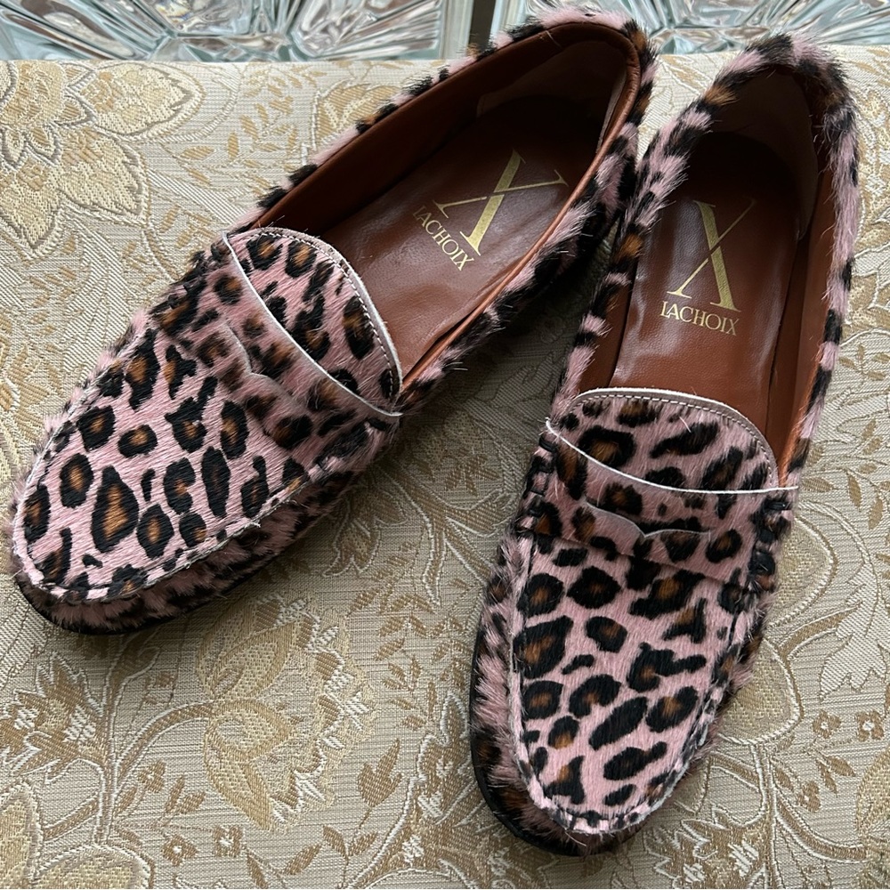 Pink Leopard Print Loafers